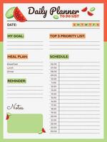 Daily Planner To Do List With Tomato And Cucumber vector