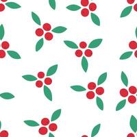 Seamless pattern with abstract leaves and berries. Repeating background for your design, flat style. vector