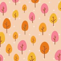 Hand drawing autumn theme pattern maple tree cartoon background pattern. vector