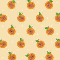Pattern with cartoon orange bear on orange background vector