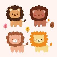 Lion cute set. Cute character drawing. vector