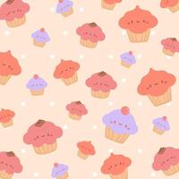 Pattern with cupcake on orange background vector