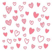 Cute doodle style hearts pattern. vector