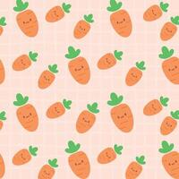 Pattern with cute carrots on orange background. vector