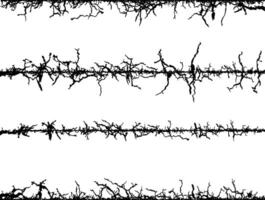 frame of wire, barbed wire texture set, black and white barbed wire border, sound waves in different shapes and sizes, vector