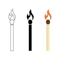 Burning Match Stick Illustration. Match With Fire. vector