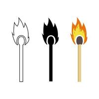 Burning Match Stick Illustration. Match With Fire. colorful. vector