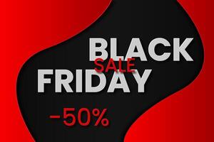 Black Friday Sale illustrationin paper cut style with red and black background vector