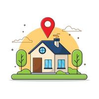 House and Location Symbol Illustration. Home Delivery Service Concept Design vector