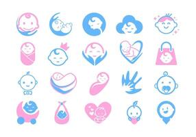 Baby Logo Icon Element Set vector