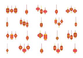 Chinese New Year Lantern Icon Set vector