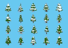 Christmas Snow Tree Illustration Set vector