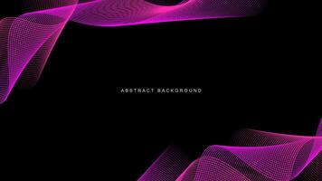 Abstract pink wavy lines pattern isolated on black background with technology, science, music theme. illustration vector