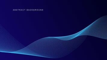 Abstract glowing wave lines on dark blue background. Dynamic wave pattern. Modern flowing wavy lines. Futuristic technology concept. Suit for banner, poster, cover, brochure, flyer, website vector