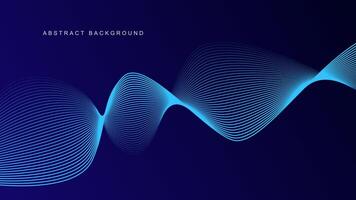 Abstract glowing wave lines on dark blue background. Dynamic wave pattern. Modern flowing wavy lines. Futuristic technology concept. Suit for banner, poster, cover, brochure, flyer, website vector