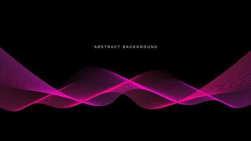 Abstract pink wavy lines pattern isolated on black background with technology, science, music theme. illustration vector