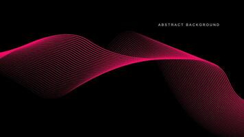 Abstract glowing wave lines on black background. Dynamic wave pattern. Modern flowing wavy lines. Futuristic technology concept. Suit for banner, poster, cover, brochure, flyer, website vector