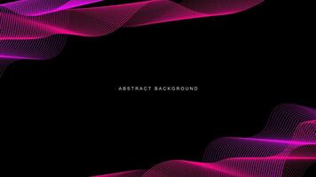 Abstract pink wavy lines pattern isolated on black background with technology, science, music theme. illustration vector