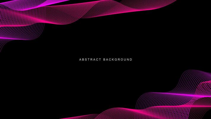 Abstract pink wavy lines pattern isolated on black background with technology, science, music theme. illustration