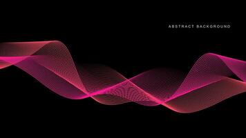 Abstract glowing wave lines on black background. Dynamic wave pattern. Modern flowing wavy lines. Futuristic technology concept. Suit for banner, poster, cover, brochure, flyer, website vector