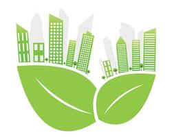 Ecology concept,the world is in the energy saving light bulb green, illustration. green eco city vector