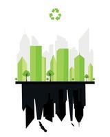 Ecology concept,the world is in the energy saving light bulb green, illustration. green eco city vector