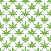 Green Cannabis Leaves Seamless Pattern on White Background vector