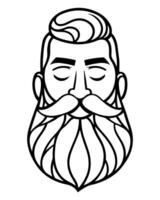 Bearded Hipster Man Head Portrait sketch drawing. Barber Shop vector