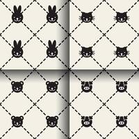 Minimal animal seamless patterns vector