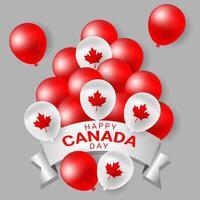 Red and white party balloons for national day of Canada vector