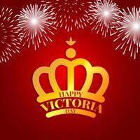 dorado corona con fuegos artificiales para victoria día vector