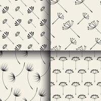 Set of abstract Dandelions seamless patterns vector