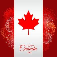 Canada flag with fireworks for national day of Canada vector