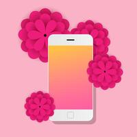 Mobile with flowers papers vector