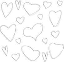 Hand drawn simple heart doodles vector