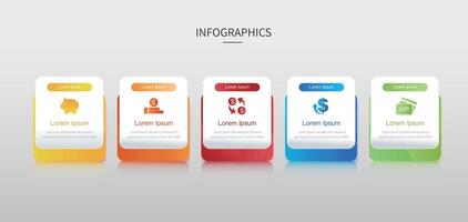 Chart template with icons and 5 options.business marketing concept infographic vector