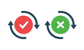 Checkmark and check icon. approve or deny line art color icon for apps and websites and ui ux. vector