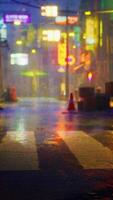 floue petit asiatique ville rue dans pluie video