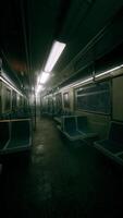 vertical empty metal subway train in urban Chicago video
