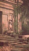 Stone Building With Dog Statue on Steps video