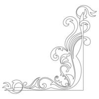Delgado línea Clásico esquina. medieval período de el victoriano dinastía. lujoso negro monograma marco diseño elemento resumen icono colección flor sencillo símbolo vector