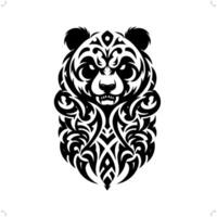 panda in modern tribal tattoo, abstract line art of animals, minimalist contour. vector