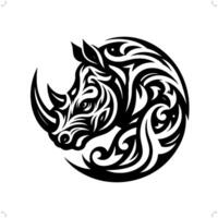 Rhinocerosin modern tribal tattoo, abstract line art of animals, minimalist contour. vector