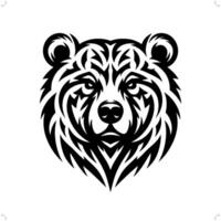 grizzly bear in modern tribal tattoo, abstract line art of animals, minimalist contour. vector