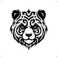 panda in modern tribal tattoo, abstract line art of animals, minimalist contour. vector