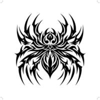 Spider in modern tribal tattoo, abstract line art of animals, minimalist contour. vector