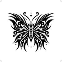 Butterfly in modern tribal tattoo, abstract line art of animals, minimalist contour. vector