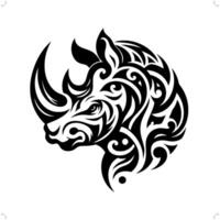 Rhinocerosin modern tribal tattoo, abstract line art of animals, minimalist contour. vector