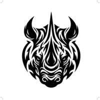 Rhinocerosin modern tribal tattoo, abstract line art of animals, minimalist contour. vector