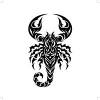 scorpion in modern tribal tattoo, abstract line art of animals, minimalist contour. vector